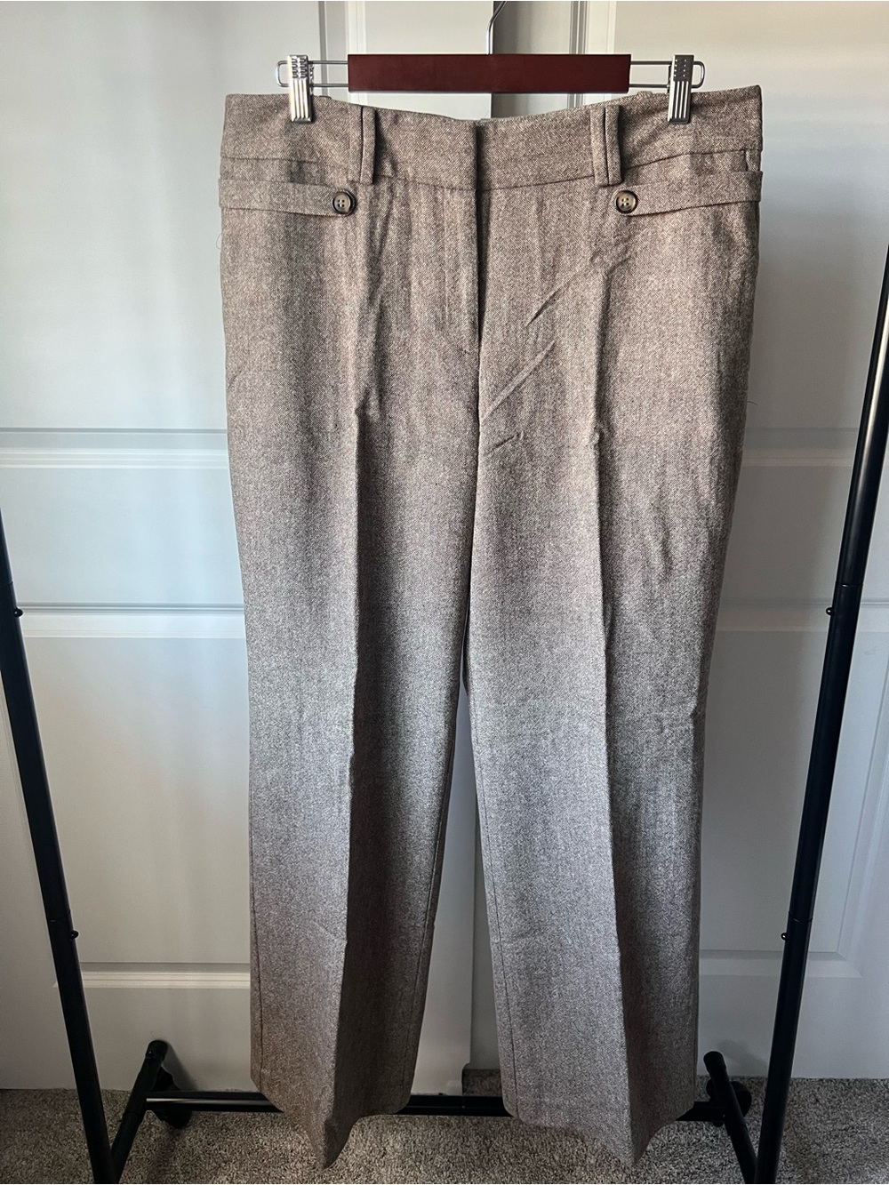 Ann Taylor Women’s Tailored Wide Leg Wool-Blend Dress Pants in Brown